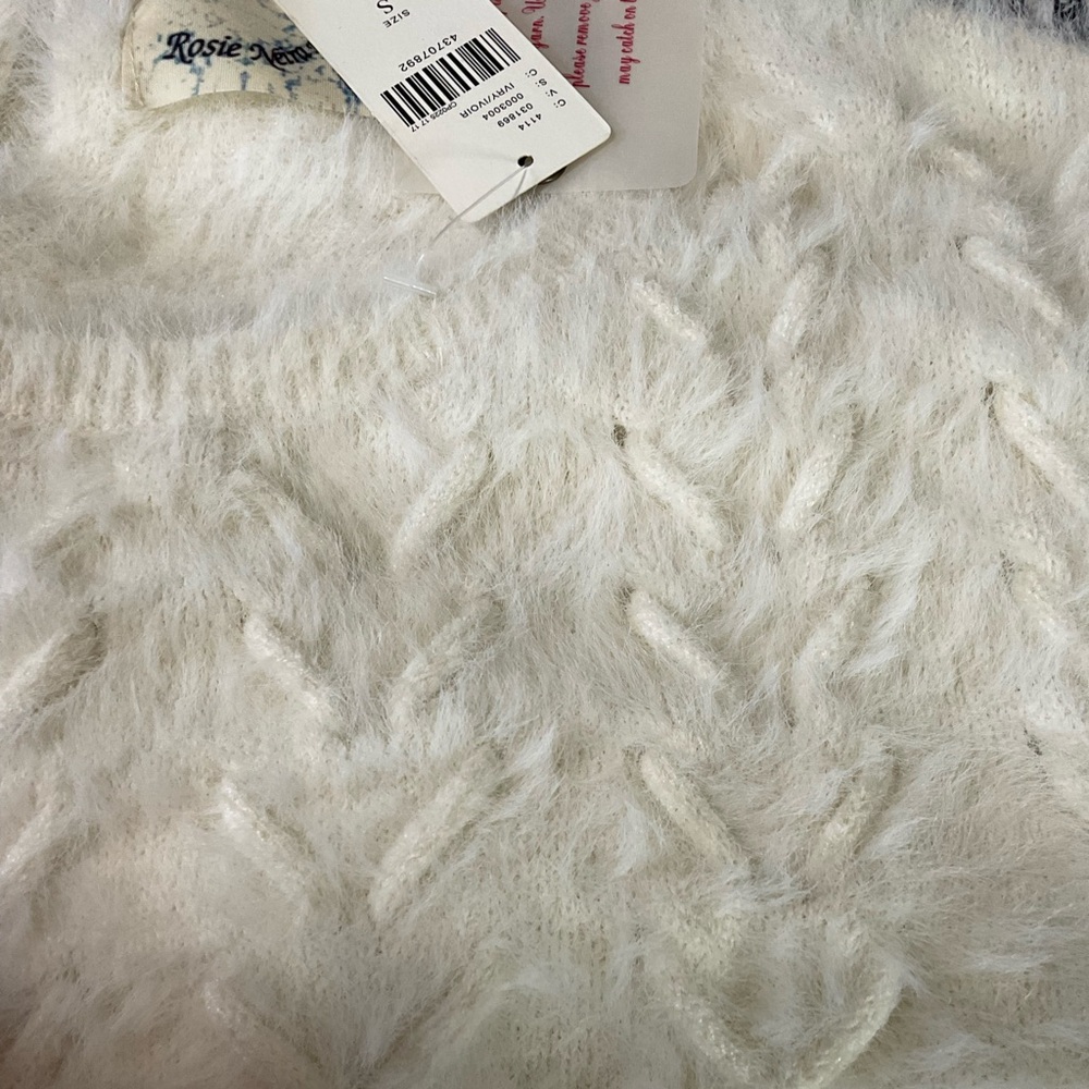 Anthropologie NWT Rosie Niera Aubade Pullover Fuzzy IVORY Sweater.Size Small - Picture 14 of 16